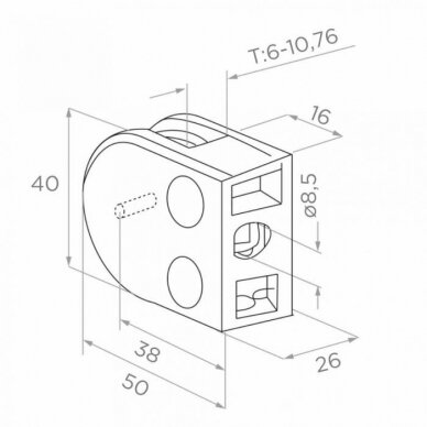 Balkono galinis statramstis H-1060mm (kairinis) 5