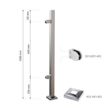 Galinis statramstis H-1000mm (dešininis) 1