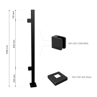 Galinis statramstis H-1000mm (dešininis) RAL-9005 1