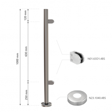 Galinis statramstis H-1000mm (kairinis) 1