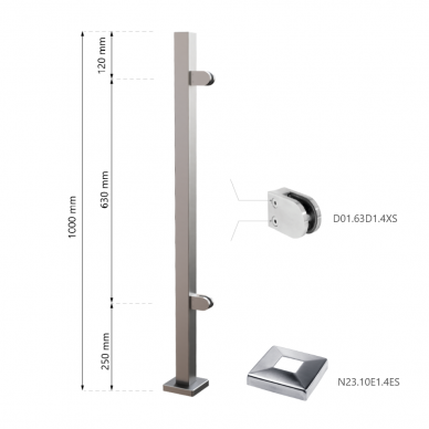 Galinis statramstis H-1000mm (kairinis) 1