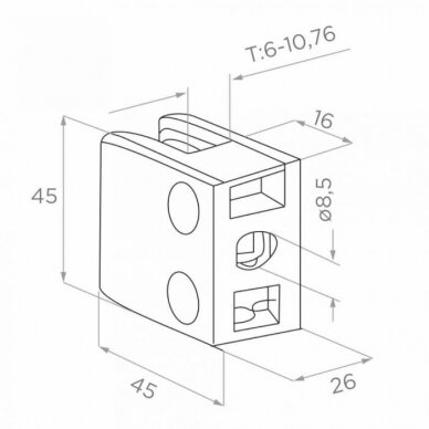 Turėklo statramstis H-1000mm (kampinis) RAL-9005 5