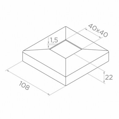 Turėklo statramstis 40x40x1000mm RAL-9005 2