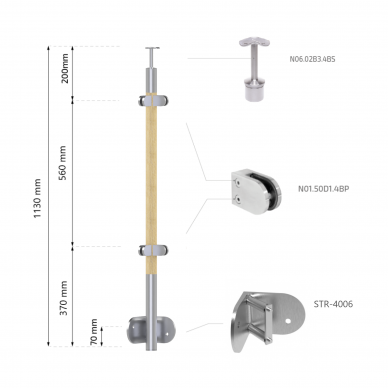 Kampinis statramstis H-1130mm 1