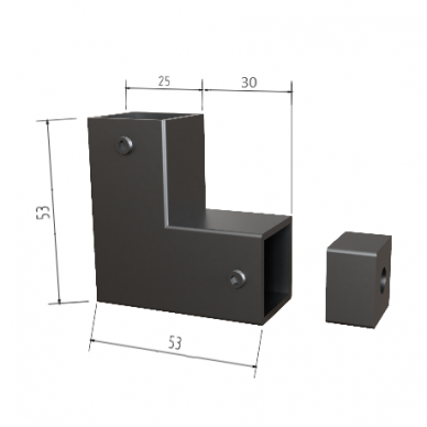 Laikiklis 20x20 vertikaliam profiliui (juodas) 1