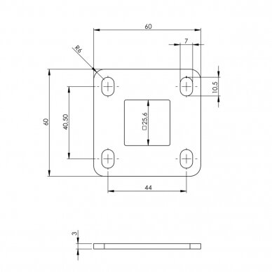 Plokštelė 25X25/H60XL60X3 2