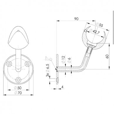 Porankio laikiklis D42,4 (LED) 1