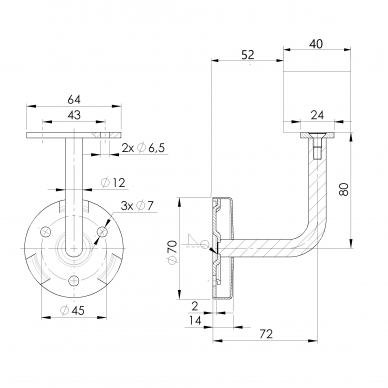 Sieninis turėklas 40x40/L3000mm 5