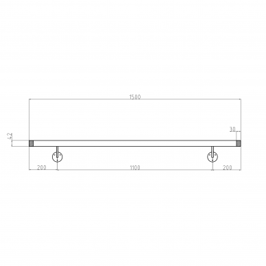 Sieninis turėklas D42/L1500mm 2