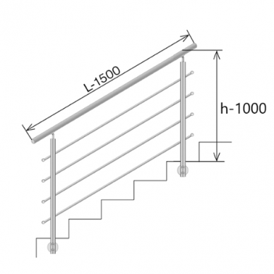 Laiptų turėklo rinkinys D42/1500mm 1